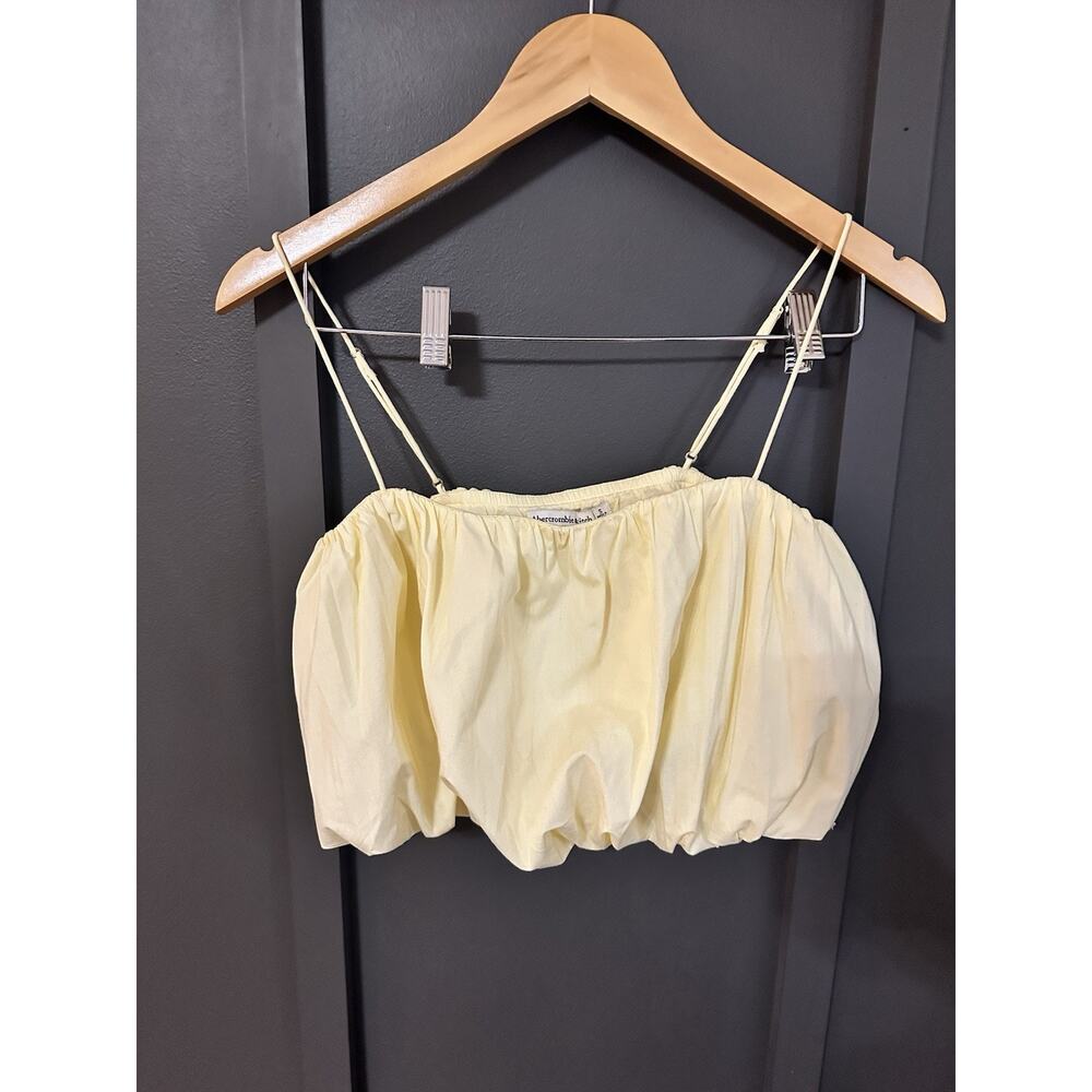 Abercrombie & Fitch yellow cropped bubble hem cami top Small
